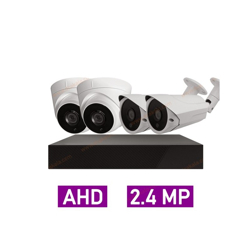 پکیج کامل 4 دوربین مداربسته 2.4 مگاپیکسل AHD