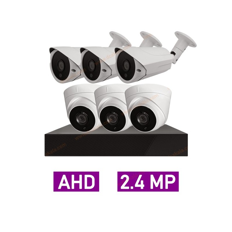 پکیج کامل 6 دوربین مداربسته 2.4 مگاپیکسل AHD