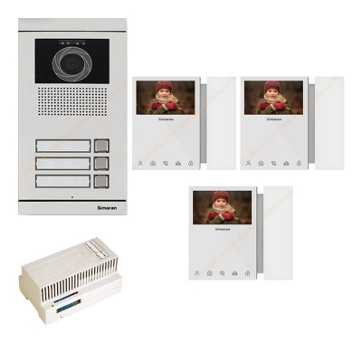 پکیج آیفون تصویری 3 واحدی سیماران مدل HS-43TKM100I2