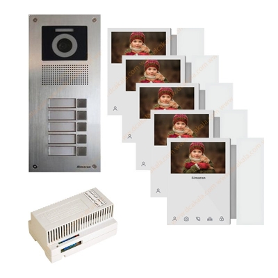 پکیج آیفون تصویری 5 واحدی سیماران مدل HS-43TKM100I2