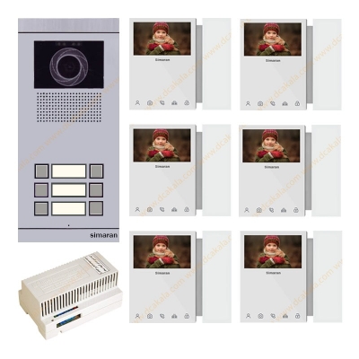 پکیج آیفون تصویری 6 واحدی سیماران مدل HS-43TKM100I2