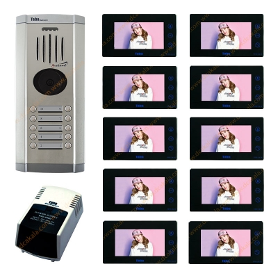 پکیج آیفون تصویری تابا مدل TVD-2070 با حافظه و بدون ماژول تلفن کننده 7 اینچی 10 واحدی