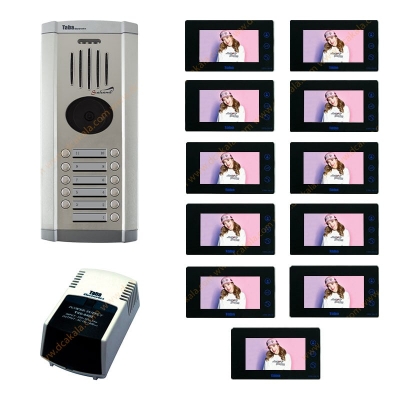 پکیج آیفون تصویری تابا مدل TVD-2070 با حافظه و بدون ماژول تلفن کننده 7 اینچی 12 واحدی