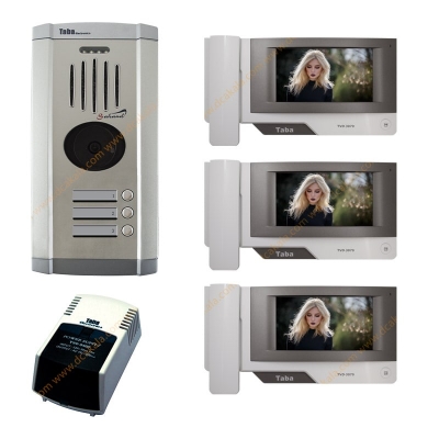 پکیج آیفون تصویری تابا مدل TVD-3070 با حافظه و بدون ماژول تلفن کننده 7 اینچی 3 واحدی