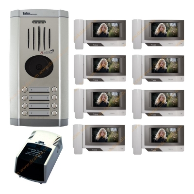 پکیج آیفون تصویری تابا مدل TVD-3070 با حافظه و بدون ماژول تلفن کننده 7 اینچی 8 واحدی