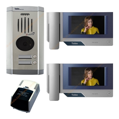پکیج آیفون تصویری تابا مدل TVD-3070 با حافظه و با ماژول تلفن کننده 7 اینچی 2 واحدی