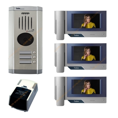 پکیج آیفون تصویری تابا مدل TVD-3070 با حافظه و با ماژول تلفن کننده 7 اینچی 3 واحدی
