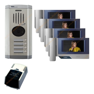 پکیج آیفون تصویری تابا مدل TVD-3070 با حافظه و با ماژول تلفن کننده 7 اینچی 4 واحدی