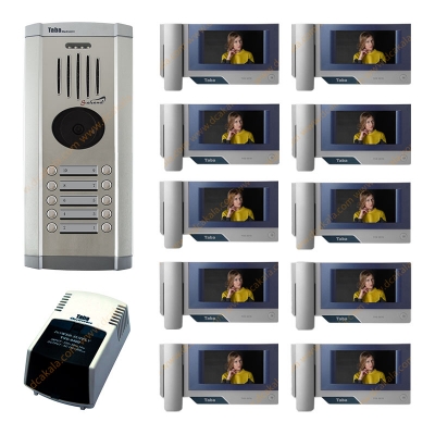 پکیج آیفون تصویری تابا مدل TVD-3070 با حافظه و با ماژول تلفن کننده 7 اینچی 10 واحدی