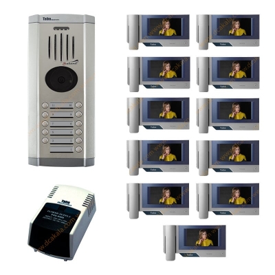 پکیج آیفون تصویری تابا مدل TVD-3070 با حافظه و با ماژول تلفن کننده 7 اینچی 11 واحدی