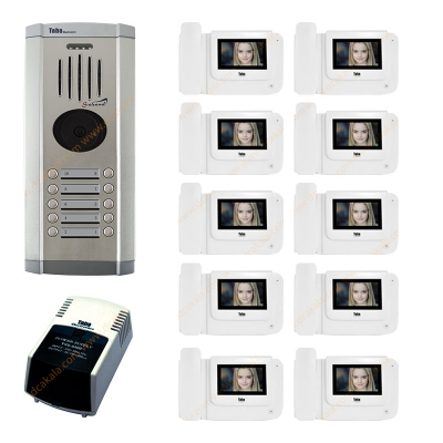 پکیج آیفون تصویری تابا مدل TVD-1043i با حافظه و ماژول تلفن کننده 4.3 اینچی 10 واحدی