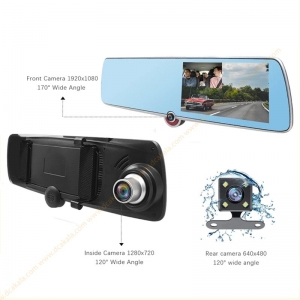 دوربین خودرویی آینه ای سه دوربینه جگوار M331-Touch لمسی