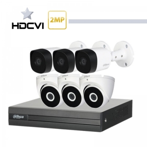 پکیج کامل 6 دوربین مدار بسته داهوا 2 مگا پیکسل آلومینیومی HDCVI