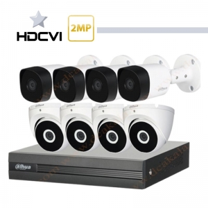 پکیج کامل 8 دوربین مدار بسته داهوا 2 مگا پیکسل آلومینیومی HDCVI