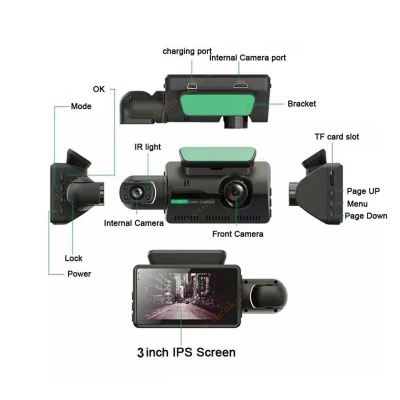 دوربین خودرو 2 لنزه دید در شب مدل A68-3