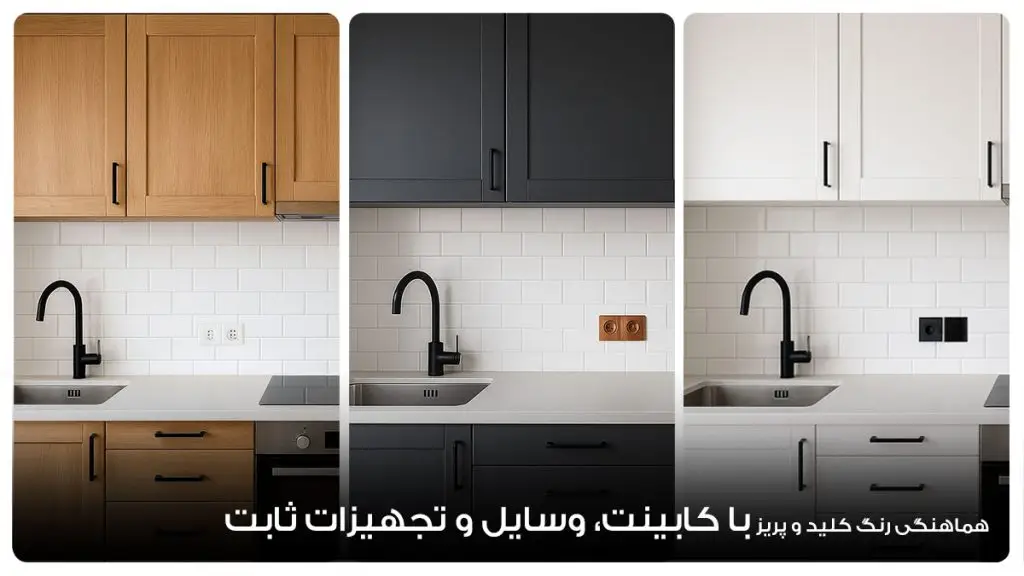 تاثیر رنگ کابینت ها بر کلید و پریز