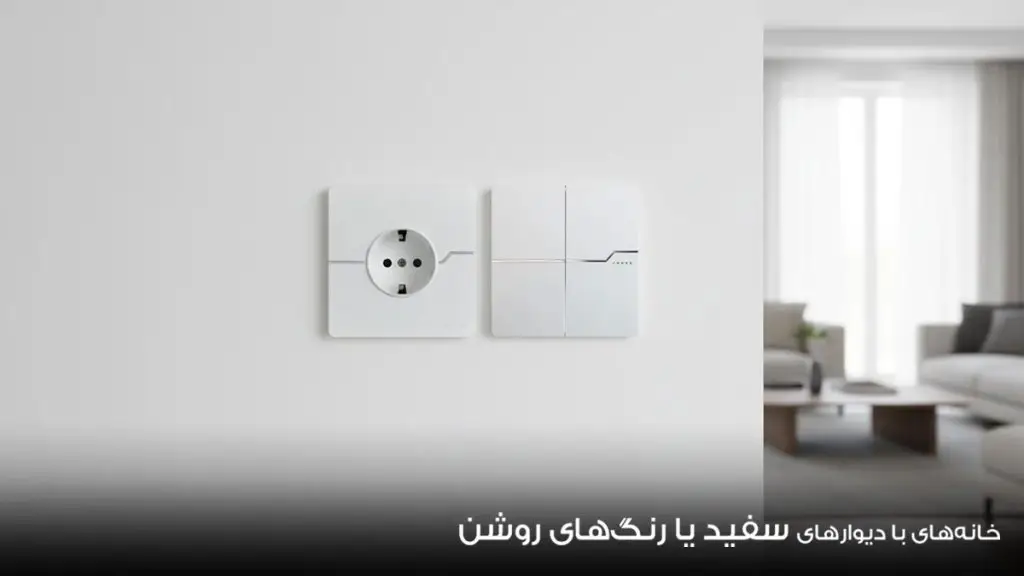 کلید و پریز سفید روی دیوار سفید