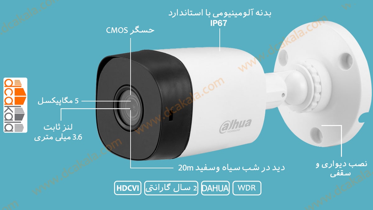 اینفو گرافی دوربین مداربسته داهوا مدل DH-HAC-B2A51P