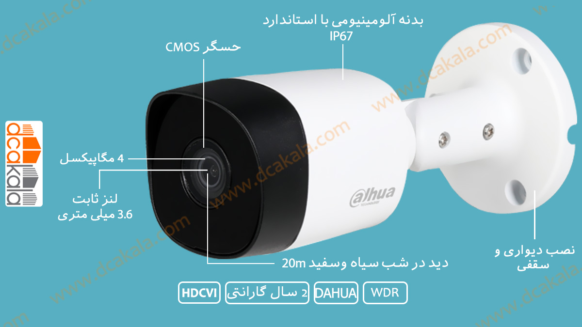 اینفو گرافی دوربین مداربسته داهوا مدل DH-HAC-B2A41P