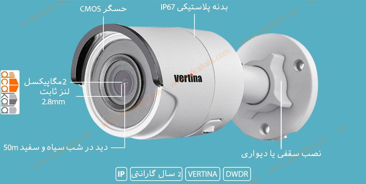 اینفوگرافی دوربین مداربسته ورتینا تحت شبکه مدل VNC-5225N