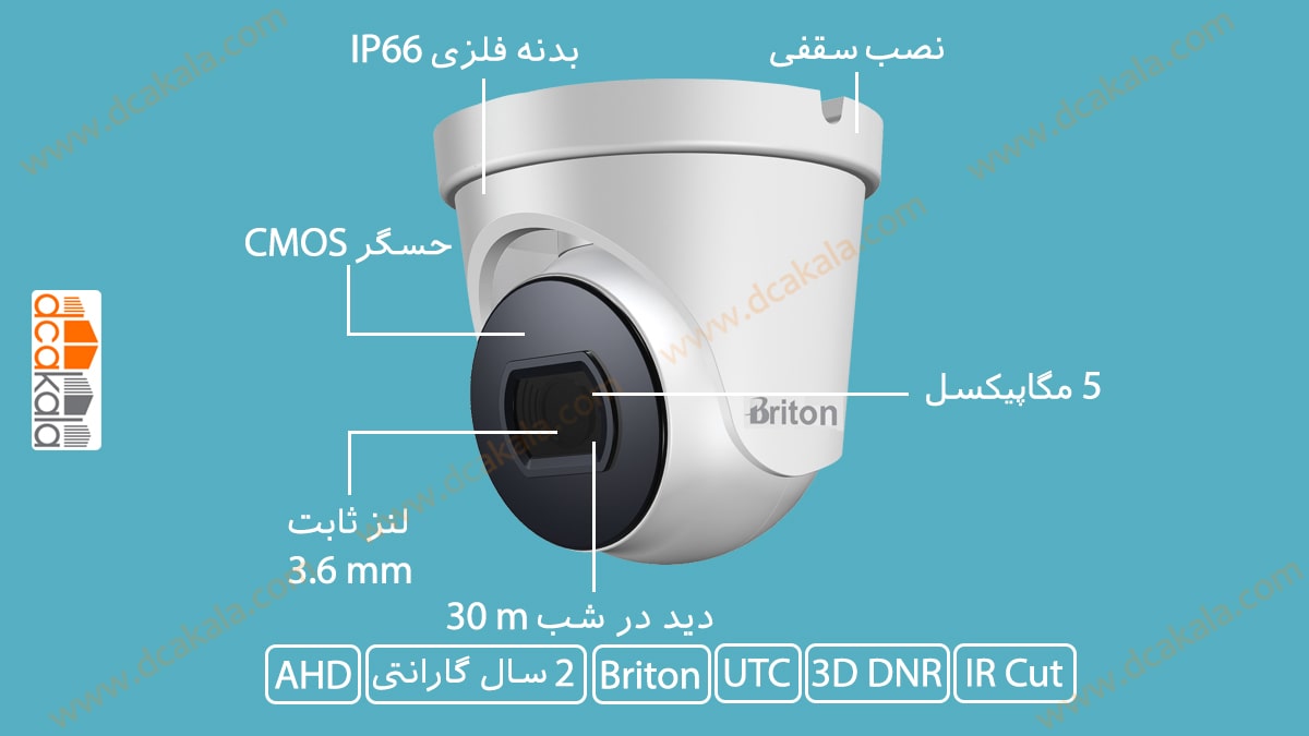 اینفوگرافی دوربین مدار بسته AHD برایتون مدل UVC78D85