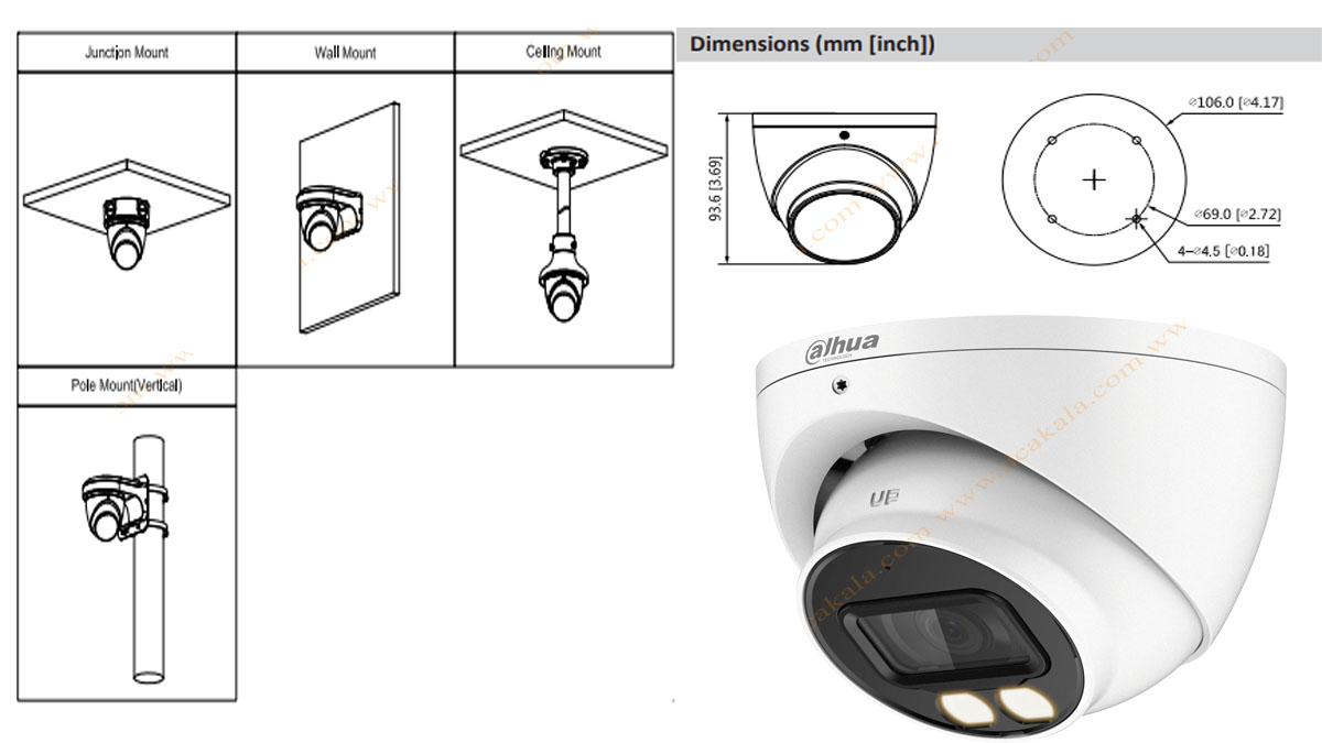 دوربین مداربسته 2 مگاپیکسل تحت شبکه داهوا مدل DH-HAC-HDW1239TP-A-LED