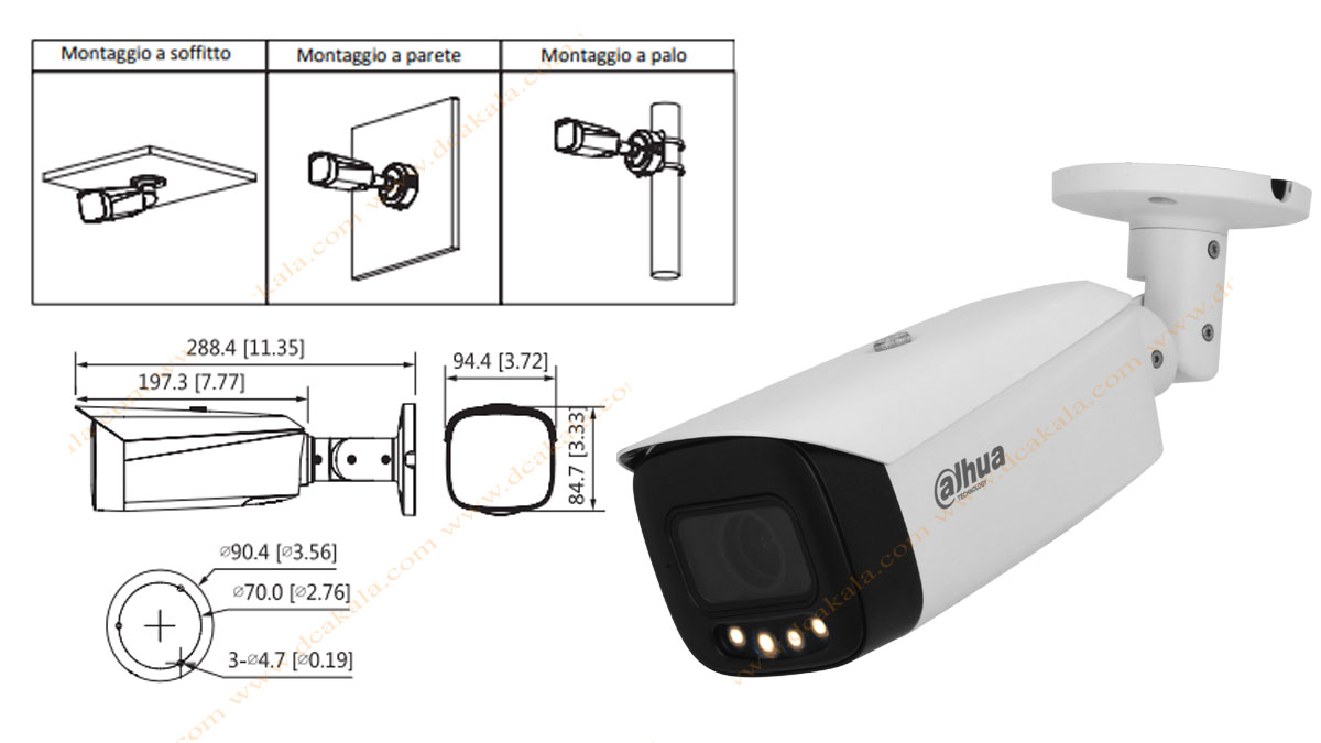 دوربین مداربسته 4 مگاپیکسل تحت شبکه داهوا مدل IPC-HFW5449T1-ZE-LED