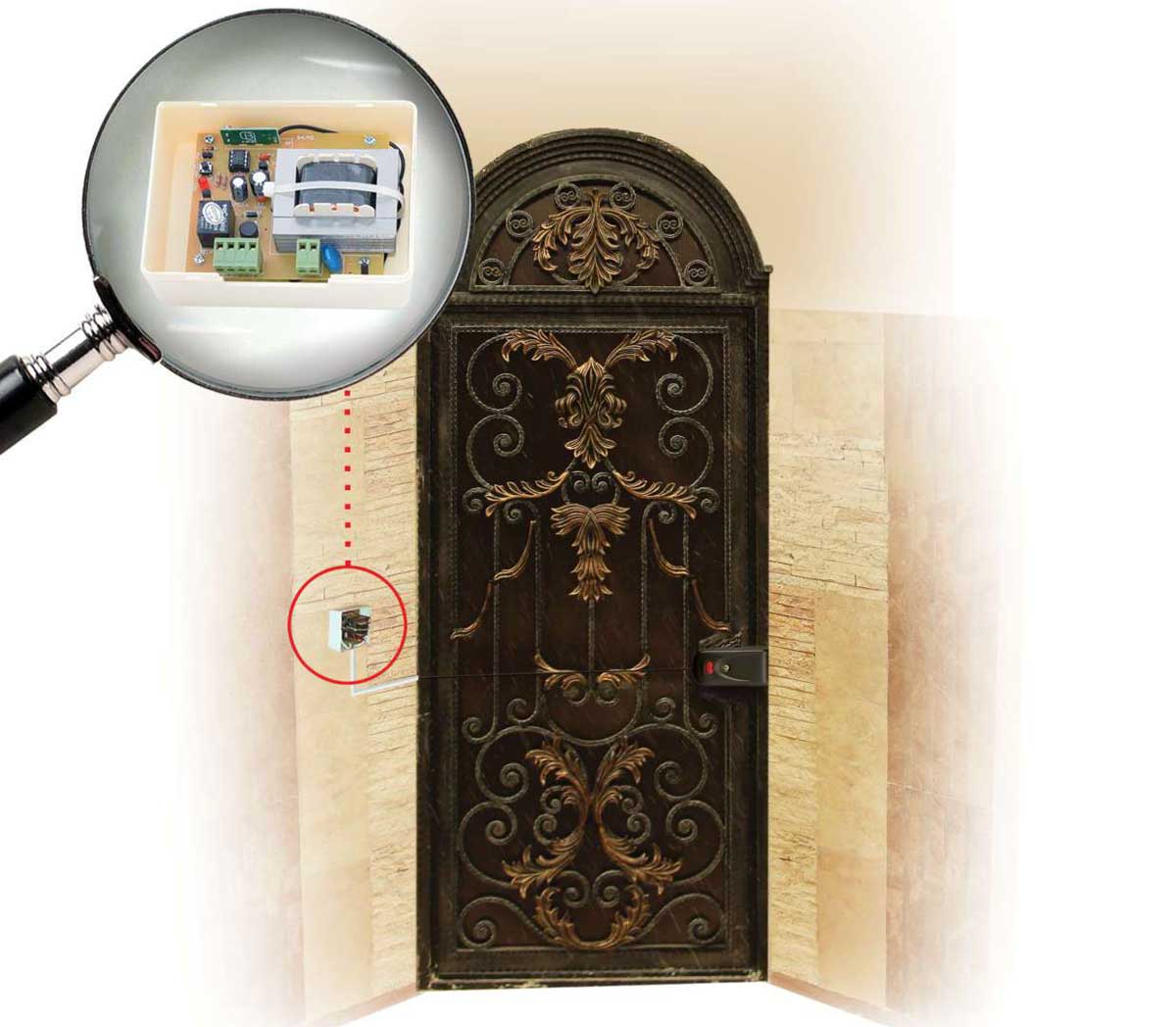 رسیور قفل برقی بتا نصب شده روی درب